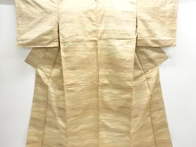 JAPANESE KIMONO / ANTIQUE TOYAMA PATTERN WOVEN TSUMUGI HITOE KIMONO (W